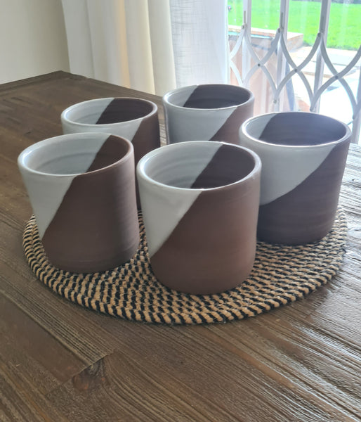 Medium Brown Clay Vases x 5