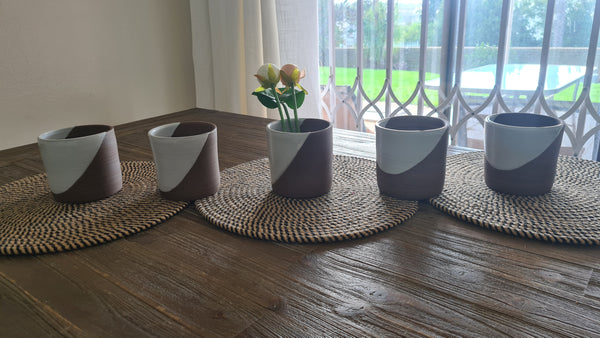 Medium Brown Clay Vases x 5