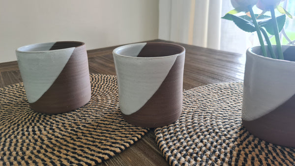 Medium Brown Clay Vases x 5