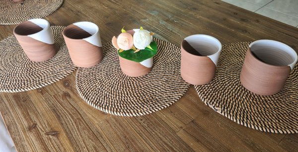 Medium Brown Clay Vases x 5