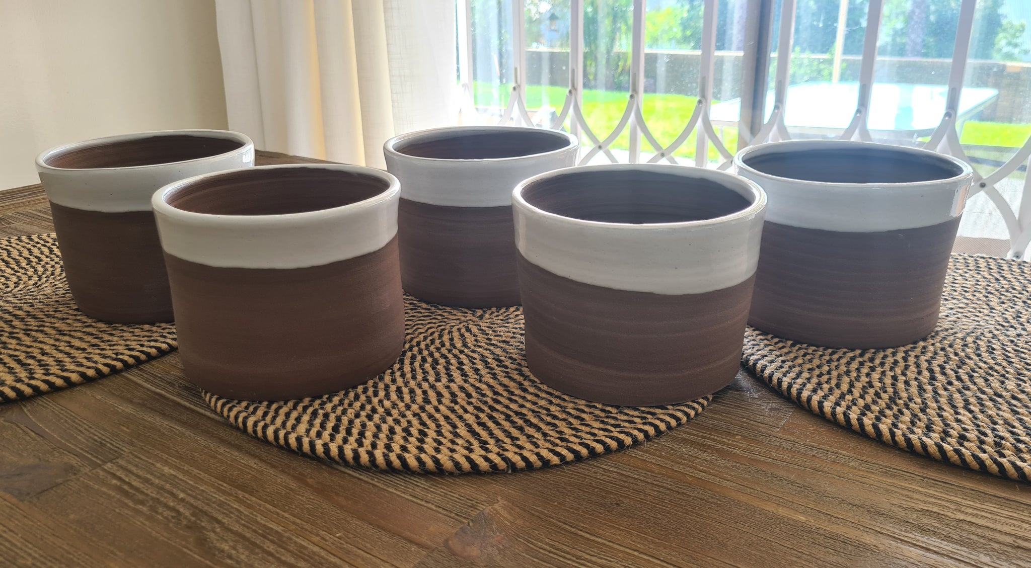 Large Brown Clay Vases x 5