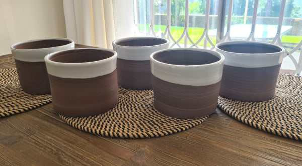 Large Brown Clay Vases x 5