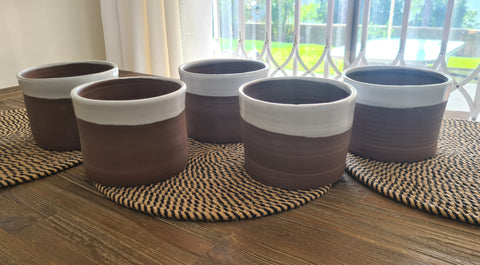 Large Brown Clay Vases x 5