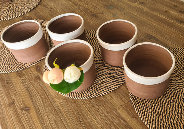 Large Brown Clay Vases x 5