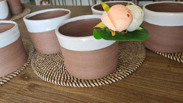 Large Brown Clay Vases x 5