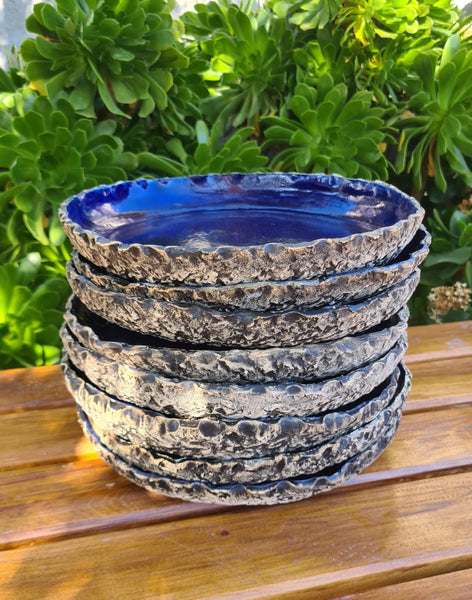 Caveware - Marine Blue - 8 Pasta Plates