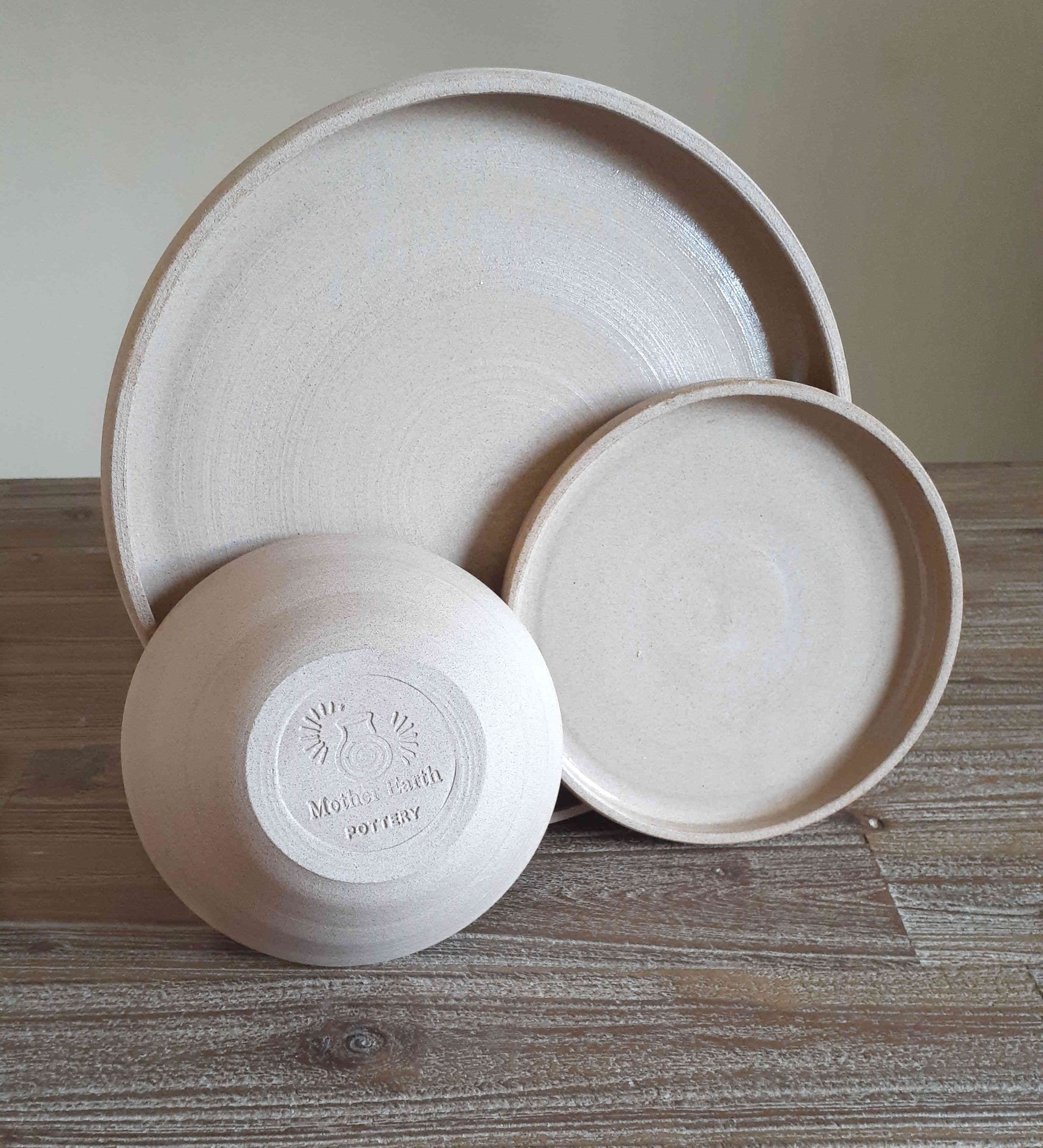 Sandstone dinner set stoneware Mother Earth Pottery