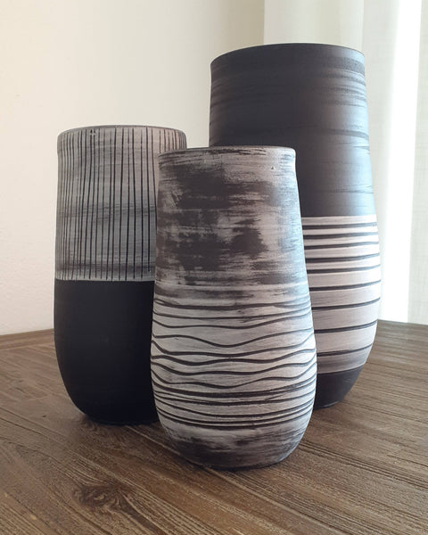 matte black ceramic pottery vases