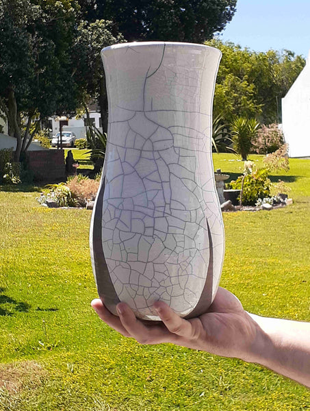 glazed raku clay cracked pottery ceramics vase cape town