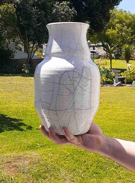 glazed raku clay cracked pottery ceramics vase cape town