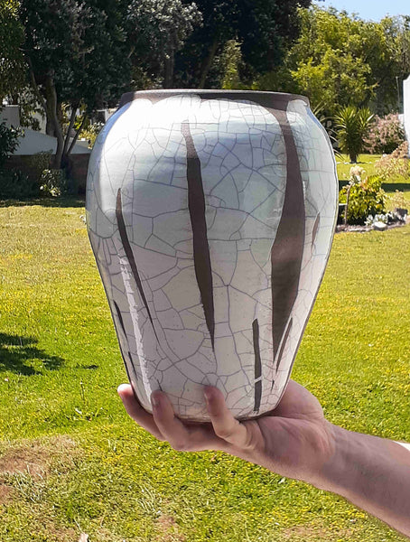 glazed raku clay cracked pottery ceramics vase cape town