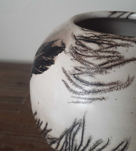 feathers and horsehair vase clay organic pottery cape town