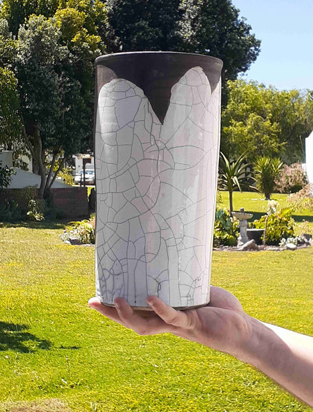 glazed raku clay cracked pottery ceramics vase cape town