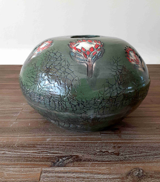 glazed raku clay cracked pottery ceramics vase cape town