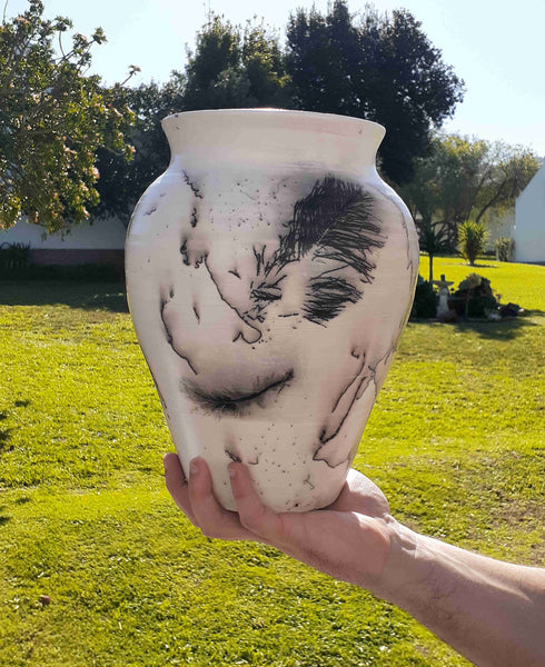 naked raku vase organic clay ceramics pottery