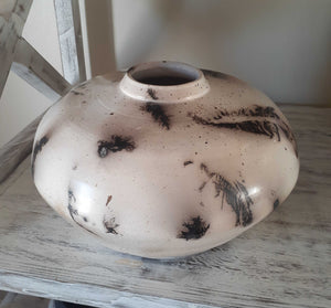 feathers and horsehair vase clay organic pottery cape town