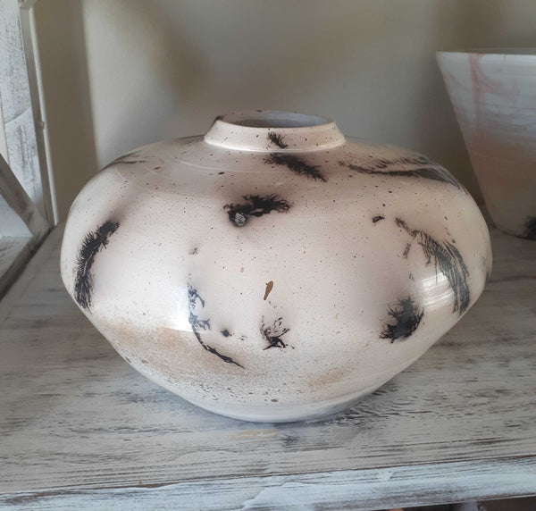 feathers and horsehair vase clay organic pottery cape town