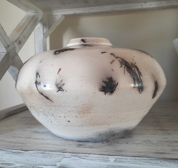 feathers and horsehair vase clay organic pottery cape town